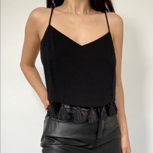 Club Monaco | Cropped Tassel Camisole — Black | S